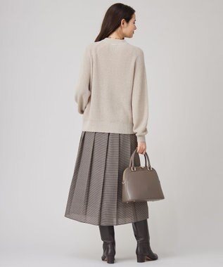 自由区 【洗える】コットンウールミドルゲージプルオーバー ニット ベージュ