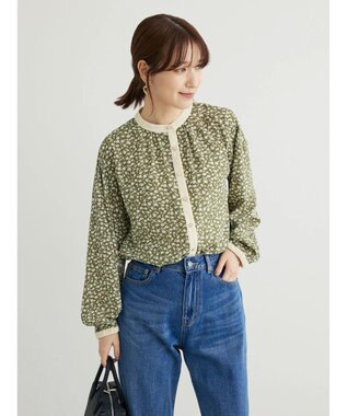 Green Parks ・ＥＬＥＮＣＡＲＥ　ＤＵＥコバナパイピングブラウス Khaki