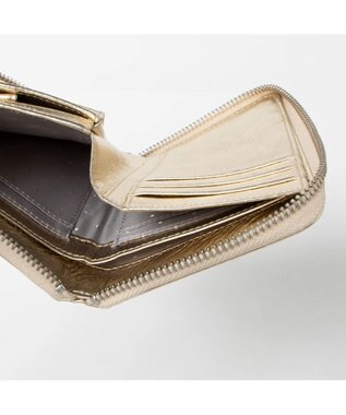 UNBILLION ペルケ perche / ドット型押しラウンドパームフィット財布 ゴールド