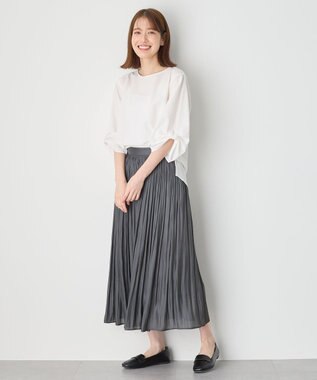 ANY 【ウエストゴム】シャイニーギャザースカート チャコール