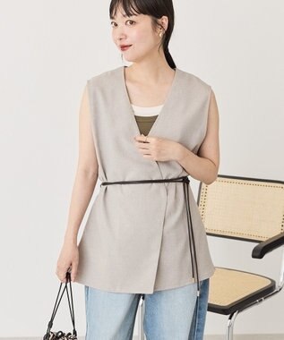 AMERICAN HOLIC 【先行予約】ベルト付きジレ Gray Beige