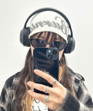 WEGO ロゴプリントシングルニットワッチ オフホワイト