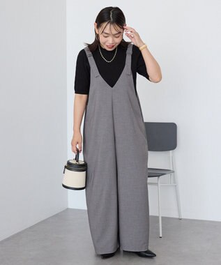 AMERICAN HOLIC イージーケアVネックオールインワン Gray Mixture