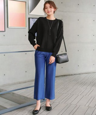 Tiaclasse 肩レースドルマンニットトップス ブラック