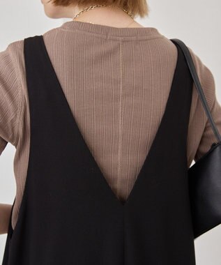 AMERICAN HOLIC イージーケアVネックオールインワン Gray Mixture