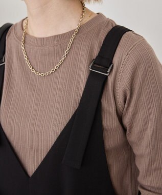 AMERICAN HOLIC イージーケアVネックオールインワン Gray Mixture