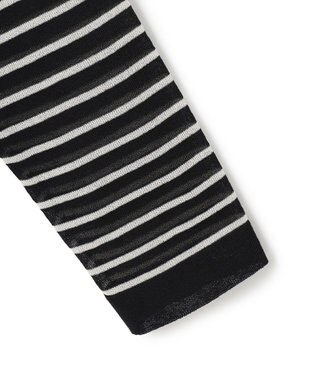 UNFILO シアーフォルムニット ボーダー ブラック×ベージュ