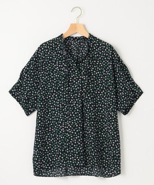 組曲 【洗える】プティフラワージョーゼットシフォン ブラウス グリーン系5