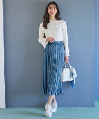 ANY SIS 【洗える】オーロラプリーツ スカート ブルー