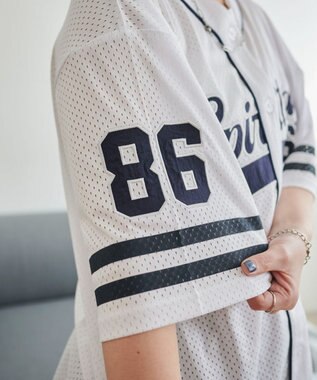 WEGO ベースボールメッシュビッグシャツ ホワイト