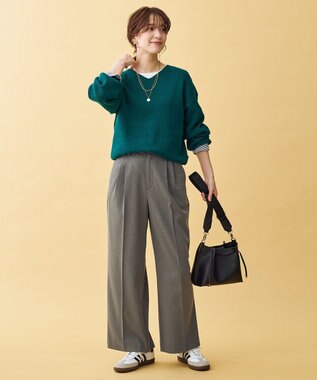 ANY 【LEE掲載/6サイズ展開/裏起毛/ウエストゴム】ウォームワイドパンツ チャコール