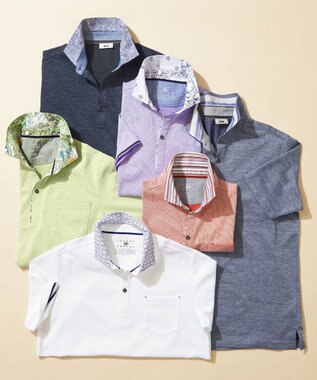 JOSEPH ABBOUD 【キングサイズ・愛されて20年！オーガニックコットン使用】 バンダナプリント ダディ ポロシャツ ライラック系