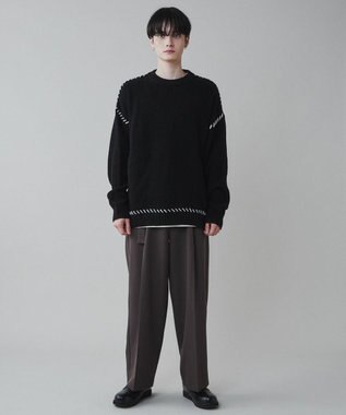 WEGO トロミ　ベルト付きワイドスラックス ブラウン