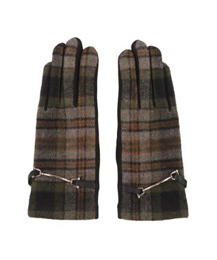 UNBILLION カシュネ cache nez / ビット金具付きチェック手袋 ブラック