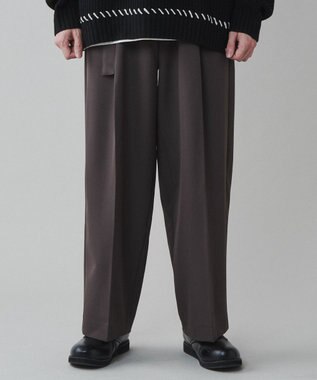 WEGO トロミ　ベルト付きワイドスラックス ブラウン