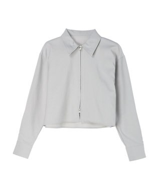 earth music&ecology ジップショートシャツ Light Gray