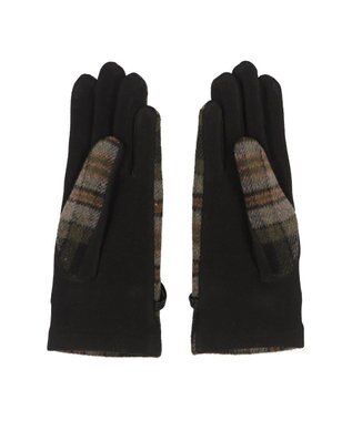 UNBILLION カシュネ cache nez / ビット金具付きチェック手袋 ブラック