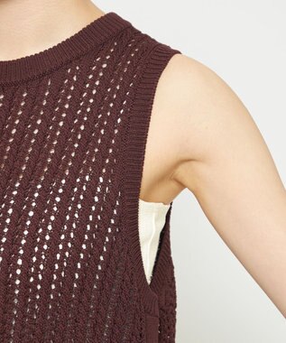 uncrave シースルーケーブルニット ノースリーブトップス ブラウン