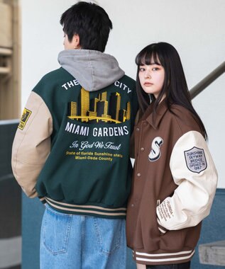 WEGO 【25年秋冬新作/ユニセックス着用ITEM/SMLサイズ展開】メルトンワッペンスタジャン ネイビー