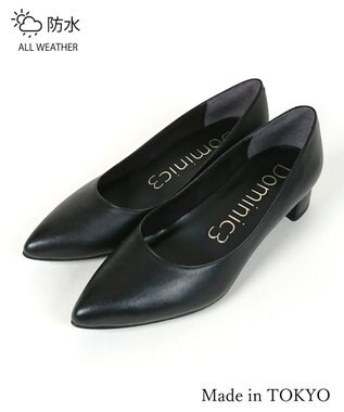 Dominic3 晴雨兼用 ポインテッド レザーパンプス ブラック