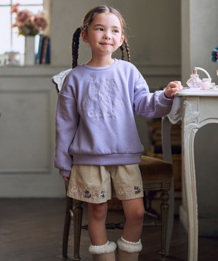 ANY KIDS ネコ刺繍 コーデュロイ ショートパンツ ベージュ