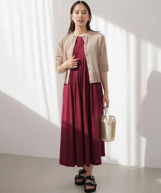 組曲 【先行予約】シアーニット5分袖 カーディガン ベージュ系