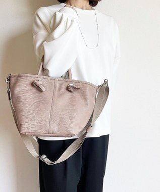 Hekhèr Le Style de Vie 【日本製 / 2WAY】シュリンクレザー ノットハンドバッグ ピンクベージュ