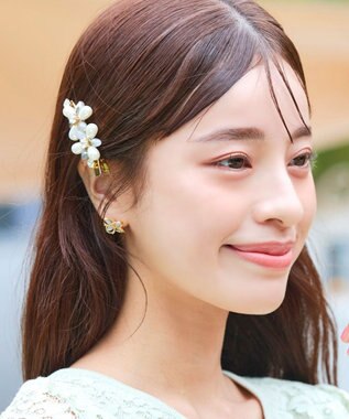 Tiaclasse パールフラワーヘアクリップ グレー