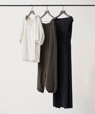 uncrave ライトプルーフナイロン オフショルブラウス グレージュ