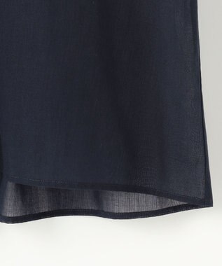 自由区 バンドカラーコットン ブラウス ネイビー