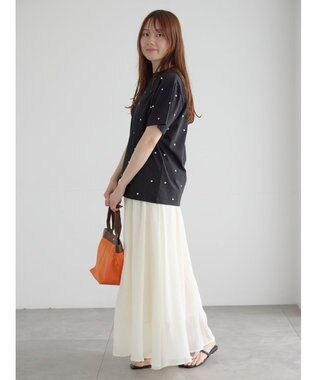 Te chichi 【接触冷感】ハート刺繍Tシャツ ブラック