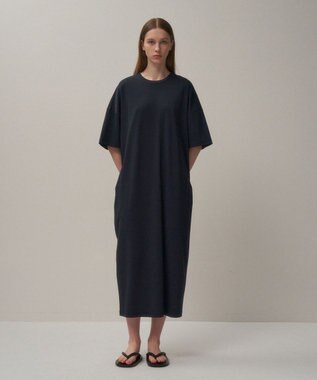 ATON 80/ FRESCA SMOOTH | クルーネックドレス NAVY