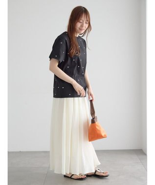 Te chichi 【接触冷感】ハート刺繍Tシャツ ブラック