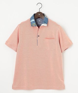 JOSEPH ABBOUD ギフトに！【老舗アロハブランドとコラボレーション】カハラ アロハ ダディ ポロシャツ オレンジ×ハレアカラ国立公園襟