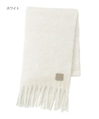 MOONBAT 【WEB限定】FURLA ウール混 ボリューム無地マフラー/幅25cm オフホワイト