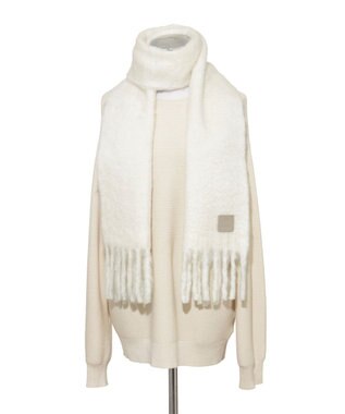 MOONBAT 【WEB限定】FURLA ウール混 ボリューム無地マフラー/幅25cm オフホワイト