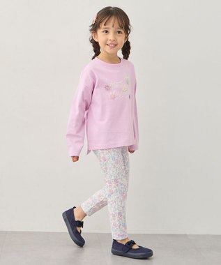 ANY KIDS 【綿100%】ロゴプリント 長袖Tシャツ ラベンダー