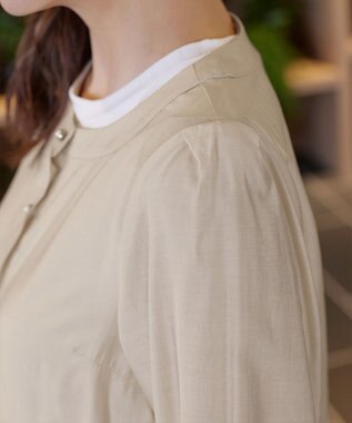 Tiaclasse L 【洗える】パールボタンシアーブルゾン ベージュ