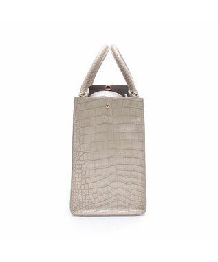 A.D.M.J. 【牛革】クロコ型押しスクエアトートM ホワイトパール