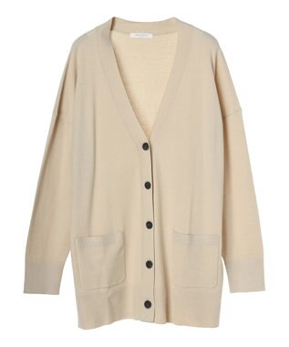 Green Parks もちやわ　Ｖネックミディ丈ニットカーディガン Light Beige