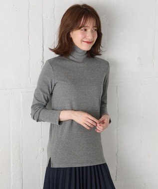 ANY 【洗濯機可】ソフトタッチリブタートルネック グレー