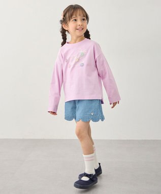 ANY KIDS 【綿100%】ロゴプリント 長袖Tシャツ ラベンダー