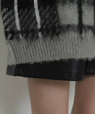 WEGO 【2025年秋冬新作】シャギーパターンニットBIGプルオーバー グレーチェック1