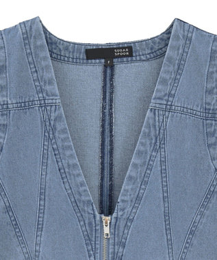 Green Parks ・ＳＵＧＡＲ　ＳＰＯＯＮ　Ｗ－ＺＩＰデニムミニワンピ Indigo