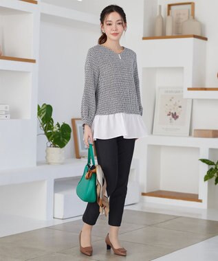 Tiaclasse ツイードコンビフレアチュニック ブラック