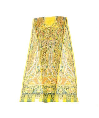 Marca ＜洗えるシルク＞【Marcaオリジナル】カシミール50 ウォッシャブルシルクローン ロングスカーフ イエロー
