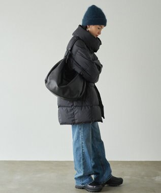 russet ソフトレザーラウンドビッグショルダーバッグ(CE-1325-WEB) Black2（シルバー金具）