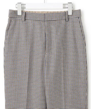 23区 ウールミルドストレッチチェック テーパードパンツ キャメルチェック