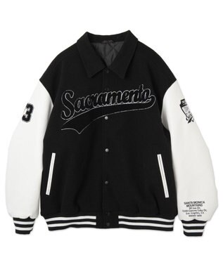 WEGO 【ユニセックス着用ITEM/SMLサイズ展開】メルトンワッペンスタジャン ブラック