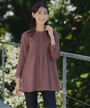 Tiaclasse 【洗える】ピンタックチュニックブラウス ピンク